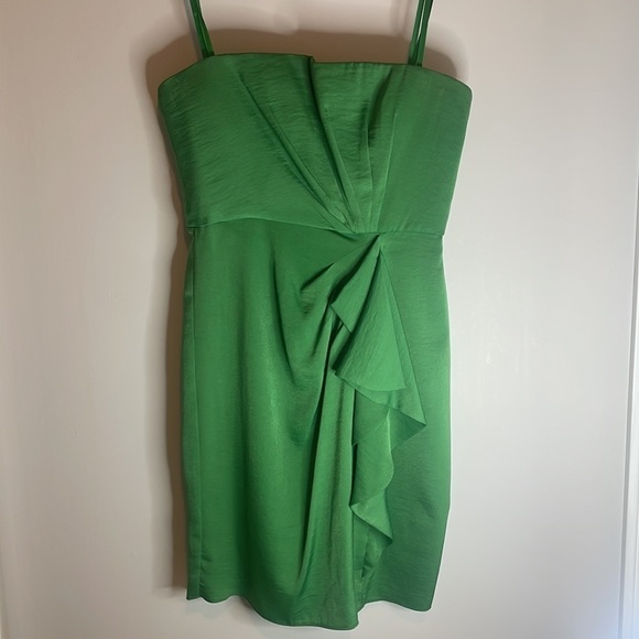 BCBGMAXAZRIA LARRE Strapless Ruffle Satin  Mini Dress, Prom/Grad Dress, Size 4 - Picture 1 of 7